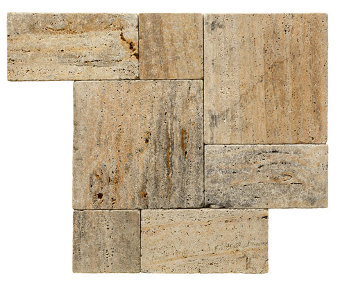 Scabos Travertine Tumbled  Exterior Pool Paver Versailles  1 1/4"